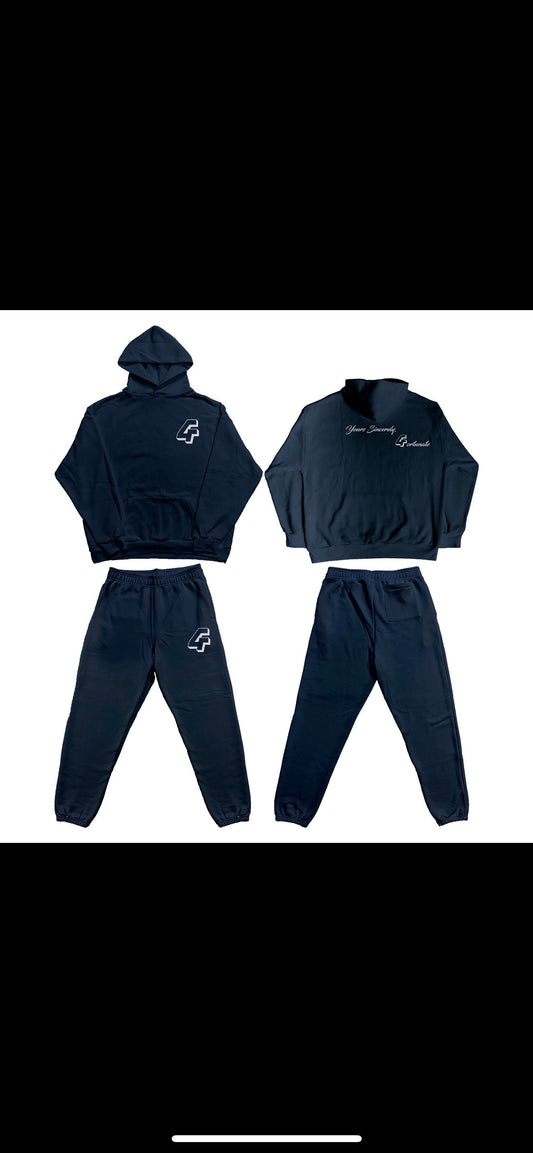 “Hooded” Navy x White Tracksuit