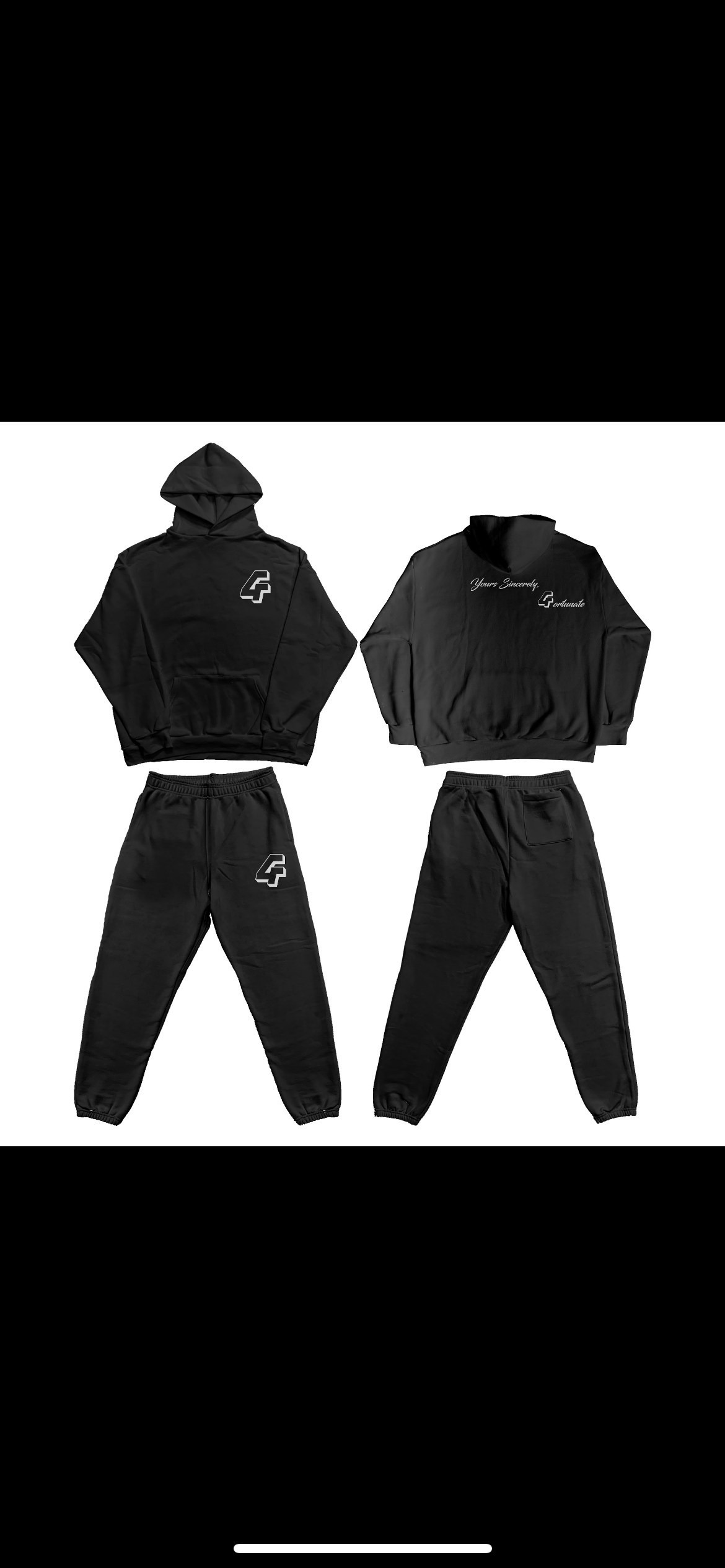 Hooded Black x White  "4ortunate" Tracksuit