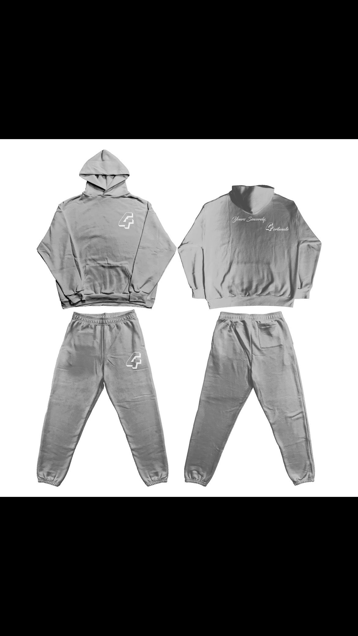 Hooded Grey x White  "4ortunate" Tracksuit